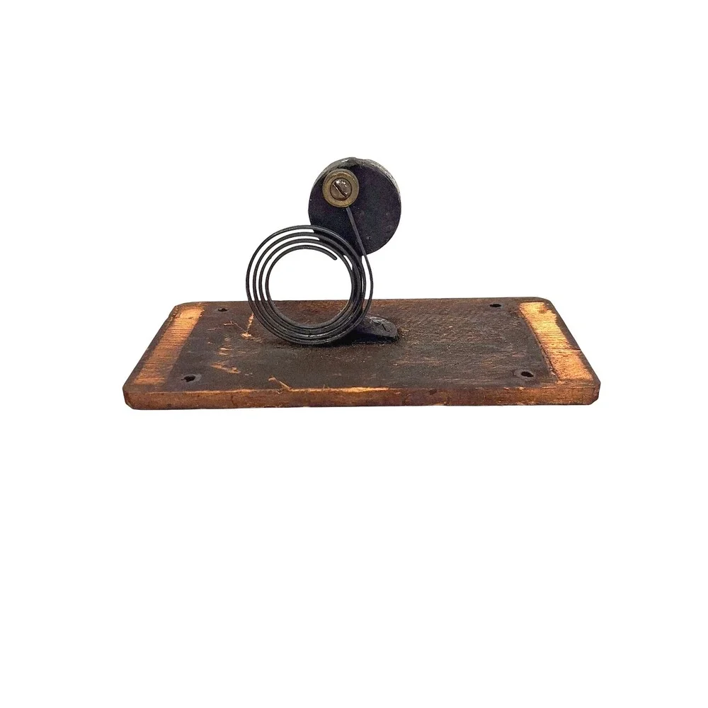 Antique Clock Chime Coil Gong Hammer‎ Movement on Wood Base Steampunk Industrial